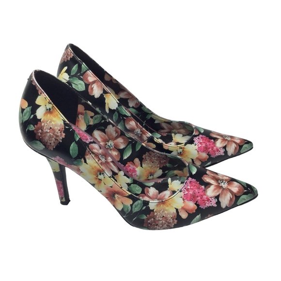 Nine West Jackpot Floral Pumps Size 5.5M High Heels Stilettos Pointy Toe Flowers - Picture 2 of 10